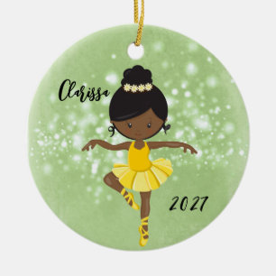 Personalisiertes afroamerikanisches Ballerina-Orna Keramik Ornament