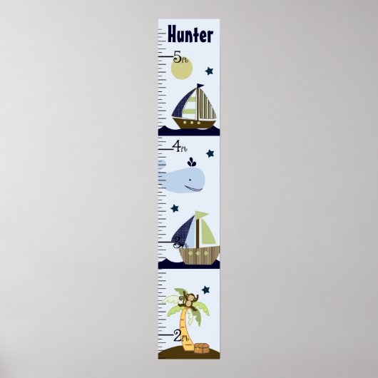 Personalisiertes Ahoy Mate/Sailboat/Whale Wachstum Poster (Vorne)