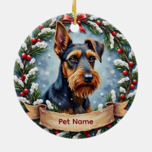 Personalisiertes Airedale Terrier Weihnachten Keramik Ornament