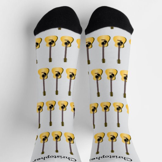 Personalisiertes Akustikgitarren-Design Socken (Oben)