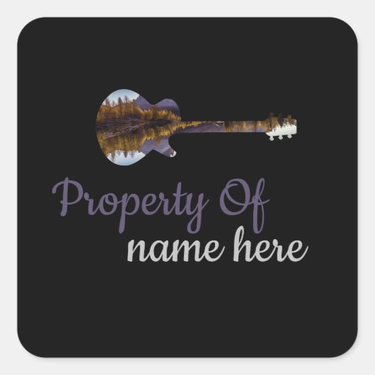 Personalisiertes akustisches Gitarrenlogo Quadratischer Aufkleber (Vorderseite)