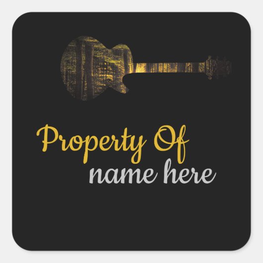 Personalisiertes akustisches Gitarrenlogo Quadratischer Aufkleber (Vorderseite)