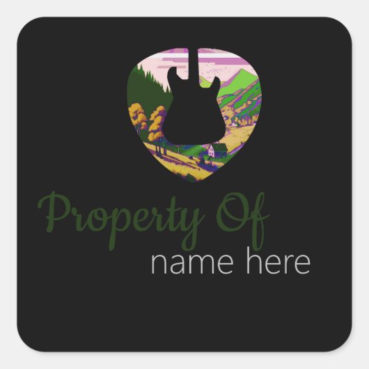 Personalisiertes akustisches Gitarrenlogo Quadratischer Aufkleber (Vorderseite)