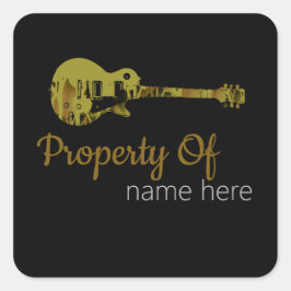 Personalisiertes akustisches Gitarrenlogo Quadratischer Aufkleber