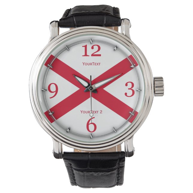 Personalisiertes Alabama State Flag Watch Design Armbanduhr (Vorderseite)