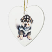 Personalisiertes Alaskan Malamute Welpe Hund Herz Keramik Ornament (Links)