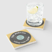 Personalisiertes Album Retro Design Steinuntersetzer (Seitenansicht)