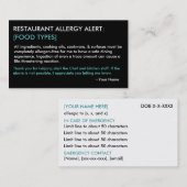 Personalisiertes Allergikerrestaurant & ICE Card - Visitenkarte (Vorne/Hinten)