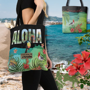 Personalisiertes Aloha Tropisches Paradies Doppels Tasche