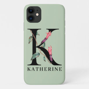 Personalisiertes Alphabet K Florales Monogramm Case-Mate iPhone Hülle