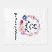 Personalisiertes Alter 94 Jahre geliebt Fleecedecke (Vorderseite (Horizontal))