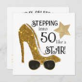 Personalisiertes Alter Geburtstag Einladung Gold G (Vorne/Hinten)