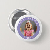 Personalisiertes Alter, Name und Foto Geburtstag Button (Vorne & Hinten)