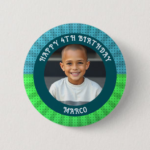 Personalisiertes Alter, Name und Foto Geburtstag Button