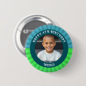 Personalisiertes Alter, Name und Foto Geburtstag Button (Vorne & Hinten)