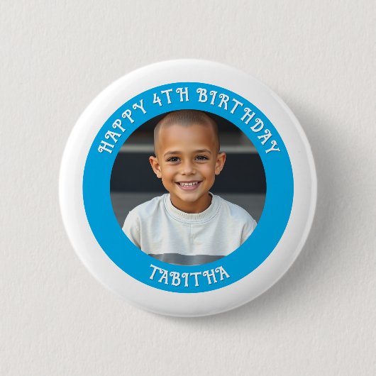 Personalisiertes Alter, Name und Foto Geburtstag Button (Vorderseite)