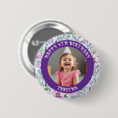 Personalisiertes Alter, Name und Foto Geburtstag Button (Vorne & Hinten)