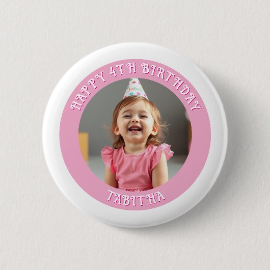 Personalisiertes Alter, Name und Foto Geburtstag Button (Vorderseite)