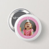 Personalisiertes Alter, Name und Foto Geburtstag Button (Vorne & Hinten)
