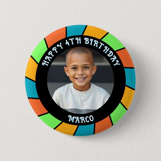 Personalisiertes Alter, Name und Foto Geburtstag Button (Vorderseite)
