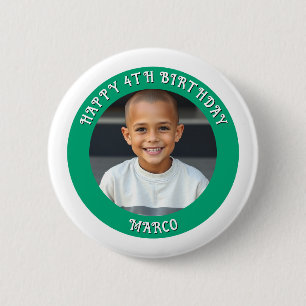 Personalisiertes Alter, Name und Foto Geburtstag Button