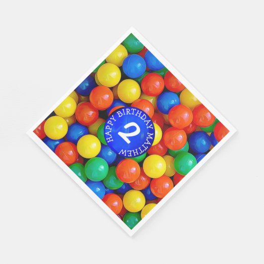 Personalisiertes Alter und Name Ball Pit Themed Bi Serviette (Ecke)