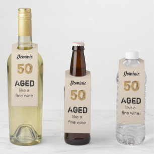 Personalisiertes Alter wie ein guter Wein 50. Gebu Flaschenanhänger