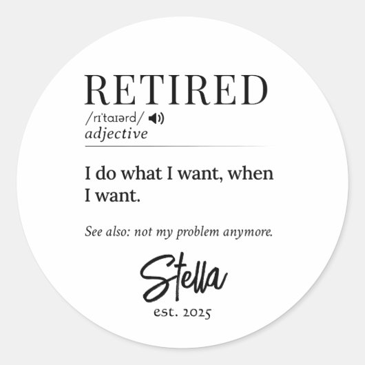 Personalisiertes Altersvorsorgegeschenk - "Lehnsuc Runder Aufkleber (Vorderseite)