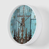 Personalisiertes altes Rustikales Aqua Wood Kronie Wanduhr (Winkel)