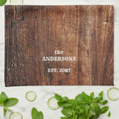 Personalisiertes altes rustikales Kratzerholz Geschirrtuch (Gefaltet)