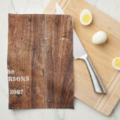Personalisiertes altes rustikales Kratzerholz Geschirrtuch (Viertel Falte)