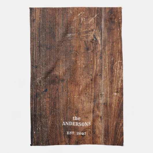 Personalisiertes altes rustikales Kratzerholz Geschirrtuch (Vertikal)
