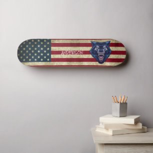 Personalisiertes American Blue Wolve Skateboard