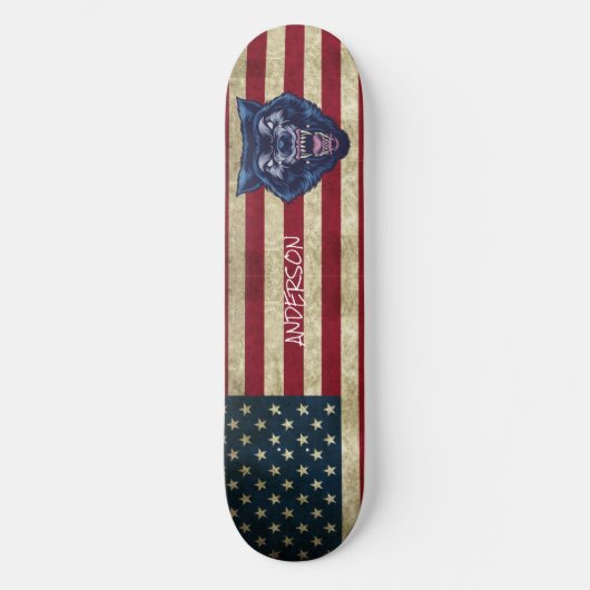 Personalisiertes American Blue Wolve Skateboard (Vorderseite)