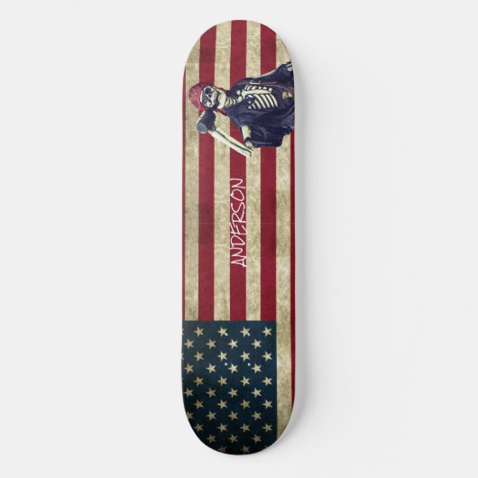 Personalisiertes American Skeleton Pirate Skateboa Skateboard (Vorderseite)
