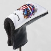 Personalisiertes amerikanisches Flaggenherz Golf Headcover (3/4 Vorderseite)