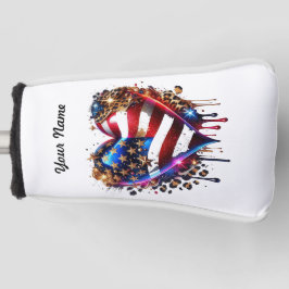 Personalisiertes amerikanisches Flaggenherz Golf Headcover