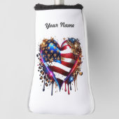 Personalisiertes amerikanisches Flaggenherz Golf Headcover (Rotieren 90)