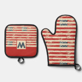 Personalisiertes amerikanisches Flaggenmuster Ofenhandschuh & Topflappen-Set (Vorderseite)