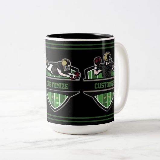 Personalisiertes amerikanisches Fußballthema Two-T Zweifarbige Tasse (VorderseiteRechts)