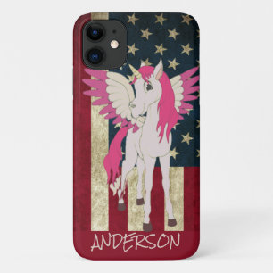 Personalisiertes amerikanisches Rosa Einhorn Case-Mate iPhone Hülle