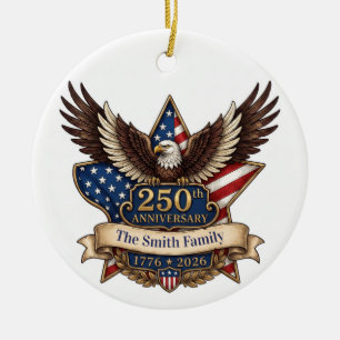 Personalisiertes Amerikanisches Stolz 250-Jahr-Jub Keramik Ornament