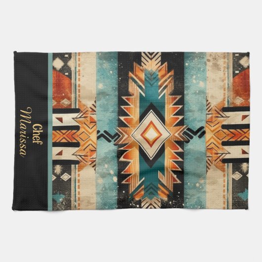 Personalisiertes amerikanisches Südwestdesign Geschirrtuch (Horizontal)