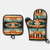 Personalisiertes amerikanisches Südwestdesign Ofenhandschuh & Topflappen-Set (Vorderseite)