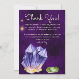 Personalisiertes Amethyst und Berylkristalle Lila Dankeskarte
