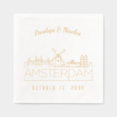 Personalisiertes Amsterdam Wedding Napkins Gold Fo Servietten Mit Folie (Vorderseite)