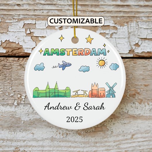 Personalisiertes Amsterdamer Ornament, Niederlande Keramik Ornament