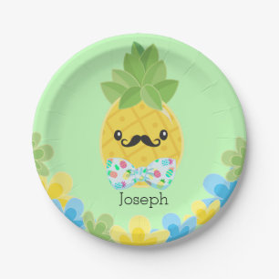 Personalisiertes Ananas Little Mister Boys Paper Pappteller