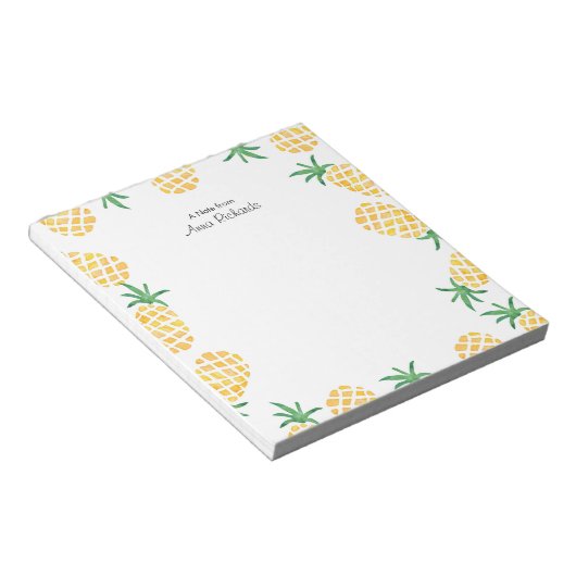 Personalisiertes Ananas-Notepad Notizblock (angewinkelt)