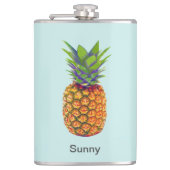 Personalisiertes Ananas Obst auf hellblau Flachmann (Vorderseite)